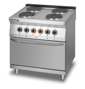 Kuchnia elektryczna 4-płytowa z piekarnikiem elektrycznym z termoobiegiem GN2/1 4x3,5 kW | Lozamet