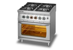 Kuchnia gazowa 4-palnikowa z piekarnikiem elektrycznym GN2/1 | Lozamet