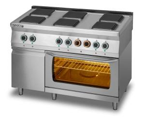 Kuchnia elektryczna 6-płytowa z piekarnikiem elektrycznym GN2/1 i szafką | Lozamet