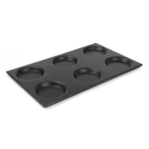 Taca aluminiowa GN 1/1, z okrągłymi formami i powłoką nieprzywierającą 530x325 | Hendi