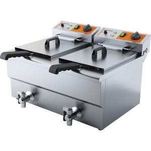 Frytownica elektryczna z kranem  2-komorowa  Caterina  V 2x8 l  P 2x3 kW | Stalgast