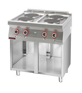 Kuchnia elektryczna 4 płyty okrągłe 4x2,6kW na podstawie szafkowej otwartej | Kromet