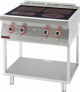 Kuchnia elektryczna ceramiczna 4 pola 2x4kW + 2x2,1kW na podstawie szkieletowej | Kromet