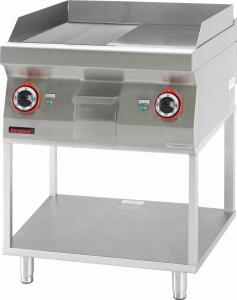 Płyta grillowa 1/2gł. + 1/2ryf. chromowana 600 mm 8kW na podstawie szkieletowej | Kromet