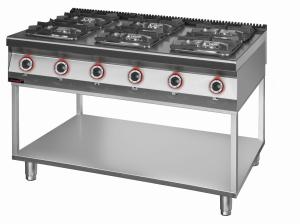 Kuchnia gazowa 6 palnikowa 2x4,5kW + 2x7,5kW + 2x9,0 kW na podstawie szkieletowej | Kromet