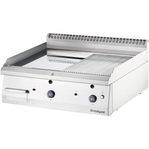 Płyta grillowa gazowa, gładko-ryflowana, 13 kW, G30, chrom | Stalgast