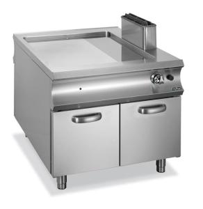 Płyta grillowa  gazowa chromowana 2/3 gładka 1/3 ryflowana na szafce Domina 1100 | Hendi