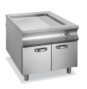 Płyta grillowa  elektryczna chromowana 2/3 gładka 1/3 ryflowana na szafce Domina 1100 | Hendi