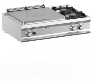 Kuchnia gazowa 2 - palnikowa z dużą płytą grzewczą, nastawna DominaPro 700 | Hendi