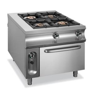 Kuchnia gazowa 4 - palnikowa z przelotowym  piekarnikiem elektrycznym Domina 1100 | Hendi