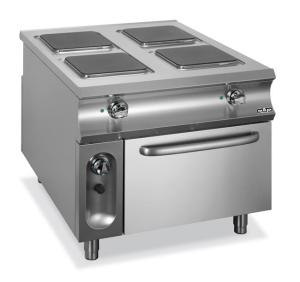 Kuchnia elektryczna 4 - płytowa  z kwadratowymi płytami z przelotowym piekarnikiem elektrycznym Domina 1100 | Hendi