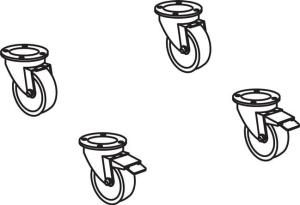 Zestaw 4 kółek, w tym 2 z hamulcem | Hendi