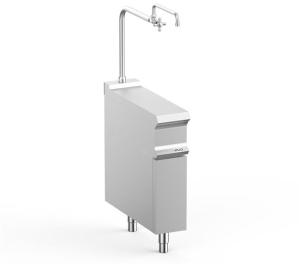 Blat neutralny z kolumną wodną linia DominaPro 700 szer. 200 mm, na podstawie z trzech stron zamkniętej | Hendi