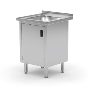 Stół ze zlewem, szafka z drzwiami na zawiasach, o wym. 500x700x850 mm Wariant podstawowy | Hendi
