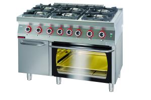 Kuchnia gazowa z piekarnikiem elektrycznym na szafce z drzwiami | Kromet