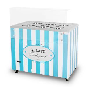 Dystrybutor do lodów | witryna do lodów | konserwator | retro | 6 tub | okrągłe kuwety | 1063x670x895 mm | GELATO POZETTI 6 BLUE | Resto Quality