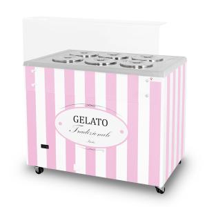 Dystrybutor do lodów | witryna do lodów | konserwator | retro | 6 tub | okrągłe kuwety | 1063x670x895 mm | GELATO POZETTI 6 PINK | Resto Quality