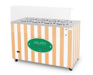 Dystrybutor do lodów | witryna do lodów | konserwator | retro | 8 tub | okrągłe kuwety | 1283x670x895 mm | GELATO POZETTI 8 BEIGE | Resto Quality