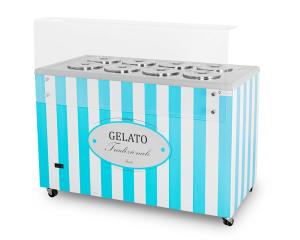 Dystrybutor do lodów | witryna do lodów | konserwator | retro | 8 tub | okrągłe kuwety | 1283x670x895 mm | GELATO POZETTI 8 BLUE | Resto Quality