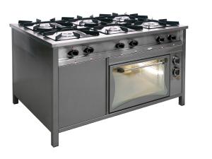 Kuchnia gazowa 6-palnikowa 36,5 kW + płomień pilotujący z piekarnikiem elektrycznym 3,3 kW 1300x900x850 mm TGP-637/PKE-1 | Egaz