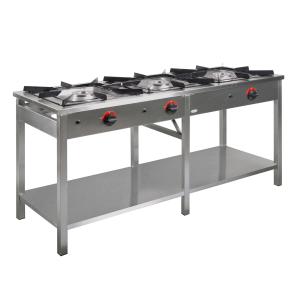 Kuchnia gazowa 3-palnikowa 1690x600x850 mm z półką 23 kW + płomień pilotujący TGP-324.III | Egaz