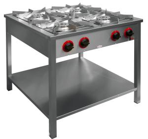 Kuchnia gazowa 4-palnikowa 800x700x850 mm z półką 24,5 kW + płomień pilotujący TGMP-4725.III | Egaz