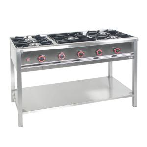 Kuchnia gazowa 5-palnikowa 1200x700x850 mm z półką 27,5 kW + płomień pilotujący TGP-5728.III | Egaz