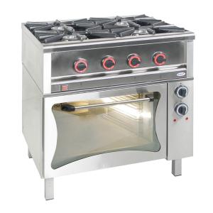 Kuchnia gazowa 4-palnikowa 24,5 kW + płomień pilotujący z piekarnikiem elektrycznym 5,1 kW 800x700x850 mm TGMP-4725/PKE-3 | Egaz