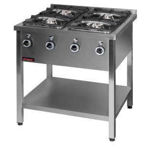Kuchnia gazowa na podstawie otwartej 4-palnikowa 2x4,5kW + 2x7,5kW | Kromet