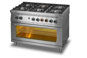 Kuchnia gazowa 6-palnikowa z piekarnikiem elektrycznym 3xGN 1/1 | Lozamet