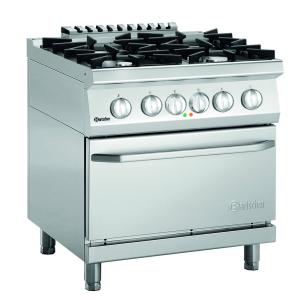 Kuchnia gazowa 4-palnikowa 29,4 kW z piekarnikiem elektrycznym GN 2/1 | Bartscher