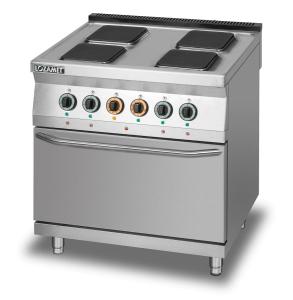 Kuchnia elektryczna 4-płytowa z piekarnikiem elektrycznym z termoobiegiem GN2/1 4x4 kW | Lozamet