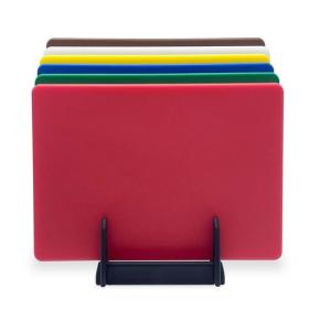 Zestaw 6 desek do krojenia HACCP ze stojakiem, HENDI, 6 szt., 450x300x(H)10mm Wariant podstawowy | Hendi