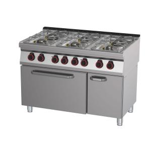 Kuchnia gazowa 6-palnikowa z piekarnikiem elektrycznym | SPT 90/120 - 21 GE | Redfox