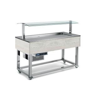 Bar sałatkowy 6xGN 1/1 20 mm z oświetleniem LED, kolor z palety RAL, ciąg wydawczy | Redfox