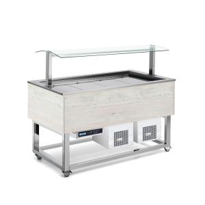 Bar sałatkowy 6xGN 1/1 150 mm z oświetleniem LED, kolor z palety RAL, ciąg wydawczy | Redfox