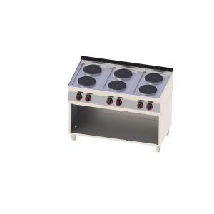 Kuchnia elektryczna 6-płytowa 15,6 kW z szafką otwartą | SP 70/120E | Redfox