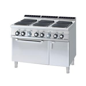 Kuchnia elektryczna 6 pół grzewczych z piekarnikiem konwekcyjnym i szafką 400 V | CFVQ6 - 912 ETV | RM Gastro