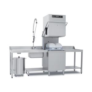 Zmywarka kapturowa 60x50 cm z dozownikiem środka myjącego, płuczącego, ze zmiękczaczem i pompą odpływu 400 V | RM Gastro