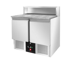 Stół chłodniczy 2-drzwiowy RQPS900  | do pizzy | z blatem granitowym | 900x700x1090 mm