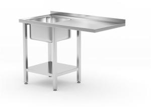 Stół ze zlewem, półką i miejscem na zmywarkę lub lodówkę - skręcany, lewy, 1200x700x(H)850mm Wariant podstawowy | Hendi