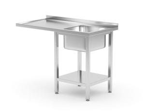 Stół ze zlewem, półką i miejscem na zmywarkę lub lodówkę - skręcany, prawy, 1200x700x(H)850mm Wariant podstawowy | Hendi