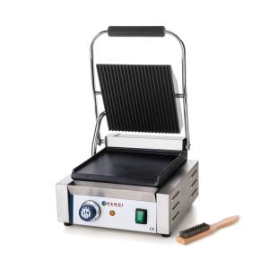 Hendi Grill kontaktowy pojedynczy, góra ryflowana - dół gładki | Hendi
