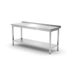 Hendi Stół przyścienny z półką – skręcany, głębokość 600 mm, HENDI, Profi Line, 1800x600x850 mm, 1800x600x(H)850mm | Hendi