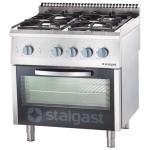 Stalgast Kuchnia gazowa 4-palnikowa 24 kW z piekarnikiem gazowym GN 2/1 6 kW - propan-butan | Stalgast