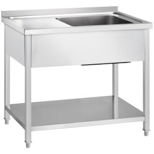 Gredil Stół ze zlewem jednokomorowym (P) z półką 1200x600x850 mm skręcany | Gredil
