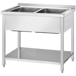 Gredil Stół ze zlewem dwukomorowym z półką 1200x600x850 mm skręcany | Gredil