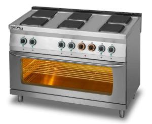 Kuchnia elektryczna 6-płytowa z piekarnikiem elektrycznym 3x GN 1/1 | Lozamet