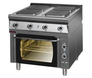 Kuchnia elektryczna z piekarnikiem elektrycznym z termoobiegiem 900 mm 4x4kW + 7,0 kW (piekarnik) | Kromet