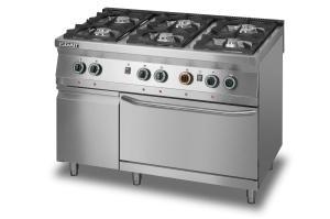 Kuchnia gazowa 6-palnikowa z piekarnikiem gazowym GN2/1 i szafką | Lozamet